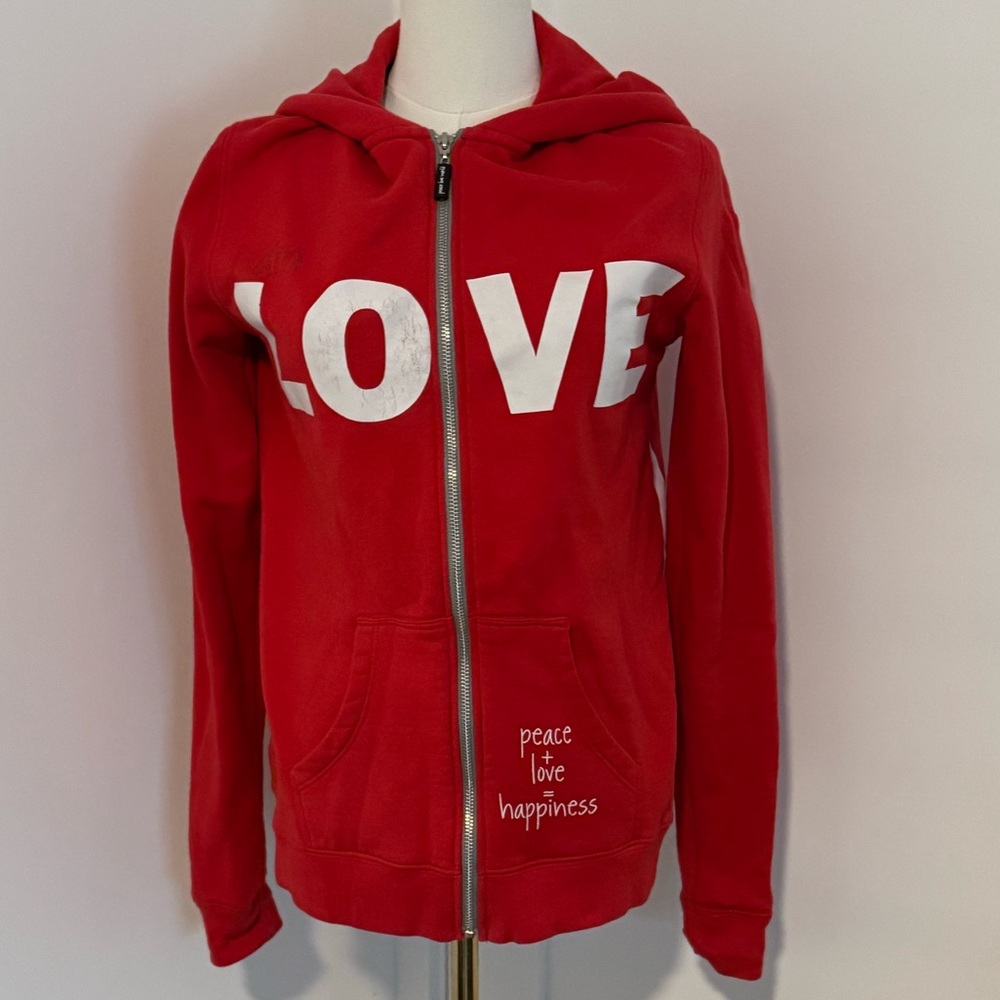 Peace World Love Red LOVE Zip up Hoodie❣️
